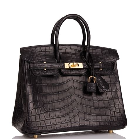 hermes birkin 25 black matte niloticus crocodile gold hardware|Hermes Birkin 25cm.